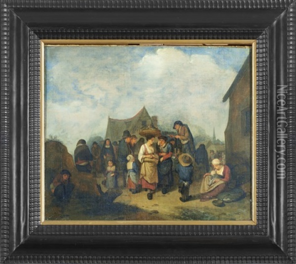 Marknadsscen Med En Kvacksalvare Oil Painting - Cornelis Pietersz Bega