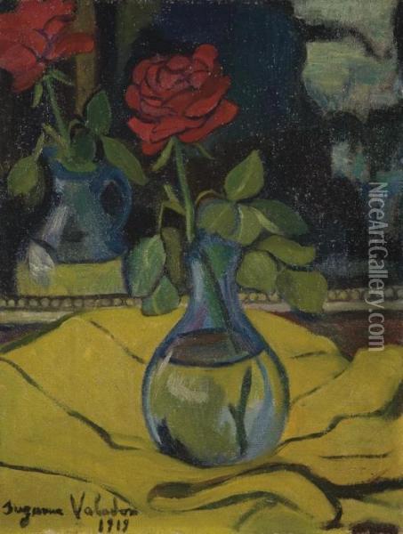 Rose Dans Un Vase Oil Painting - Suzanne Valadon