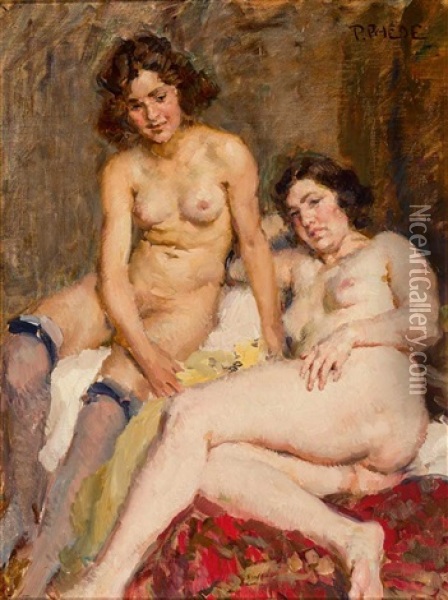 Zwei Weibliche Akte Oil Painting - Paul Paede