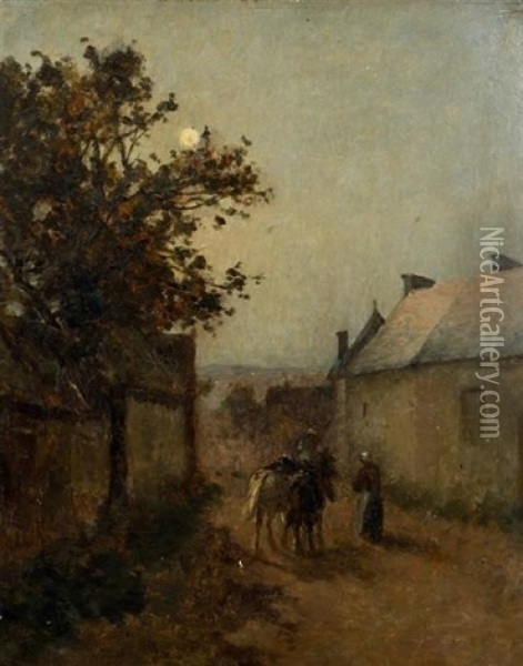 Village Anime Oil Painting - Jean-Charles Cazin