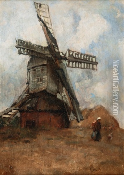 Wind Mill Oil Painting - Paul Joseph Constantin Gabriel