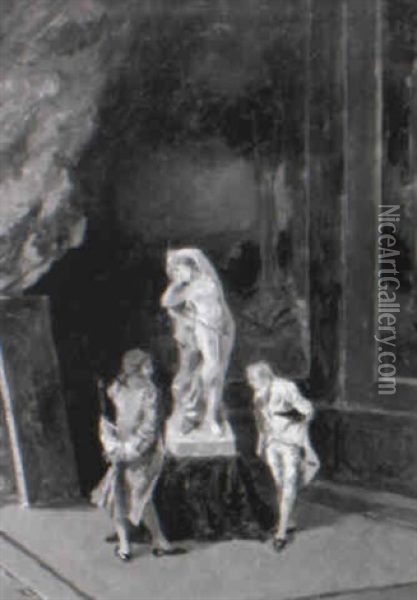 Zwei Kunstkenner Beim Betrachten Einer Venusstatue Oil Painting - Mariano Alonso Perez