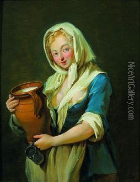 La Laitiere Oil Painting - Georg Melchior Kraus