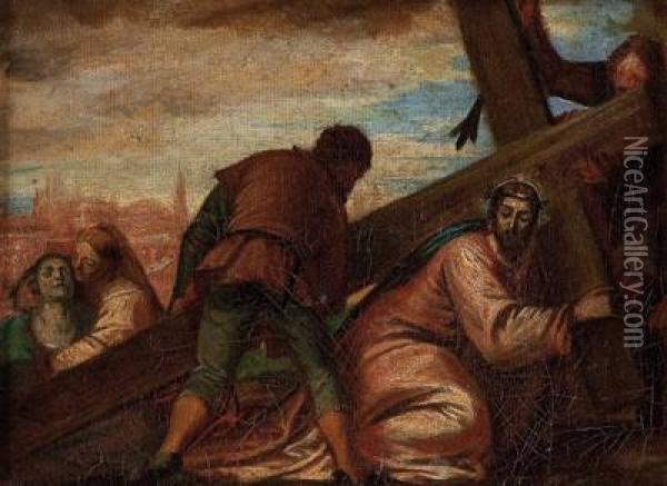 Simon Von Kyrene Hilft Jesus Das Kreuz Zu Tragen Oil Painting - Paolo Veronese (Caliari)