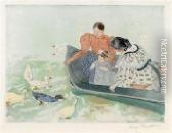 Feeding The Ducks Oil Painting - Mary Cassatt