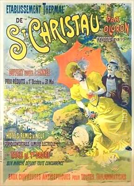 Poster advertising the hotel of St Christau par Oloron Oil Painting - Lucien Baylac