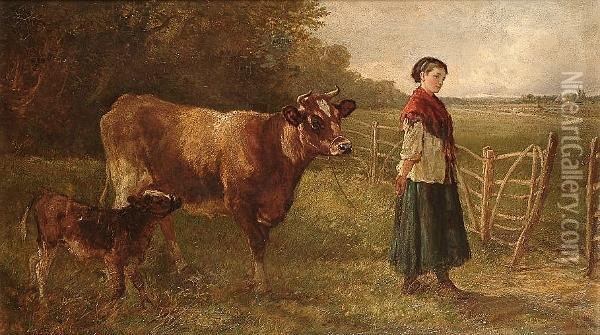 The Cow-girl Oil Painting - Heywood Hardy