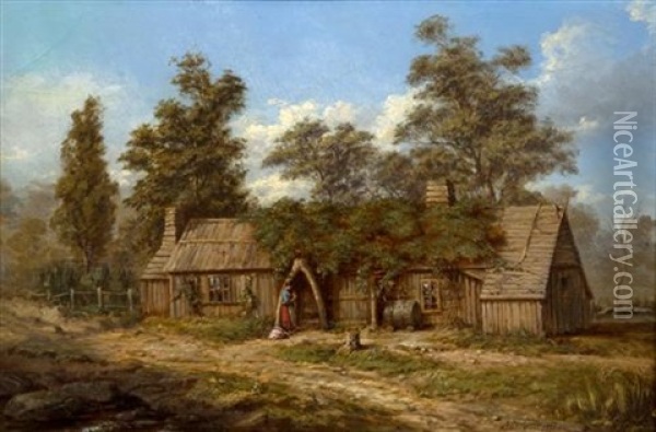 Bush Cottage Near Woodend Oil Painting - Henry James Johnstone