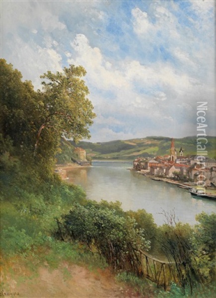 Blick Auf Passau Oil Painting - Karl Franz Emanuel Haunold