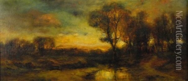 Tonalist Sunset Oil Painting - Charles P. Appel