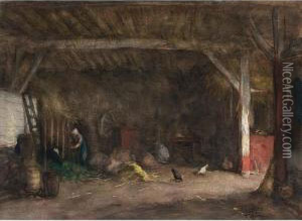 Stable Interior Oil Painting - Tony Lodewijk George Offermans