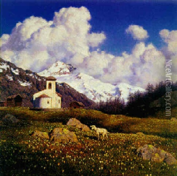 Springtime In The Engadine Oil Painting - Ivan Fedorovich Choultse