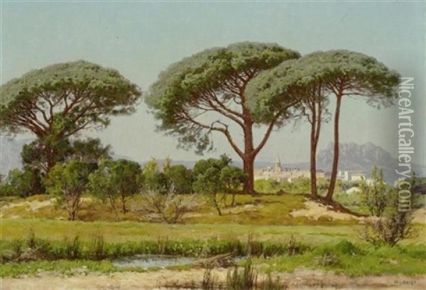 Ansicht Von St. Raphael Mit Pinienbaumen Oil Painting - William Baptiste Baird