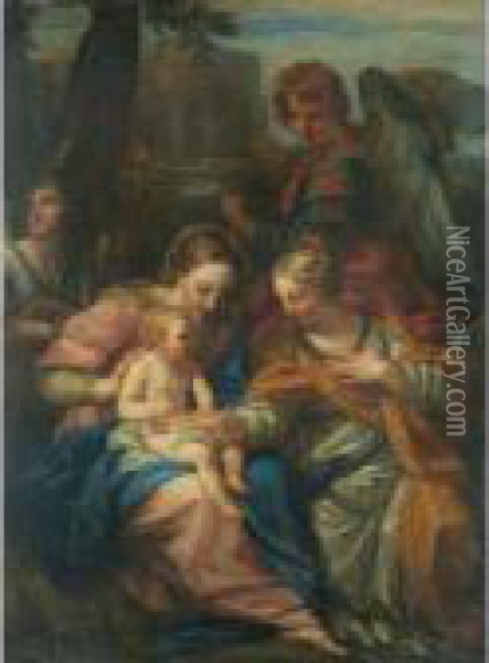 The Mystic Marriage Of Saint Catherine Oil Painting - Annibale Carracci