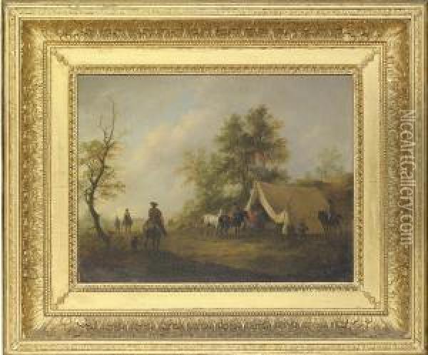 A Cavalry Encampment Oil Painting - Dirck Langendijk
