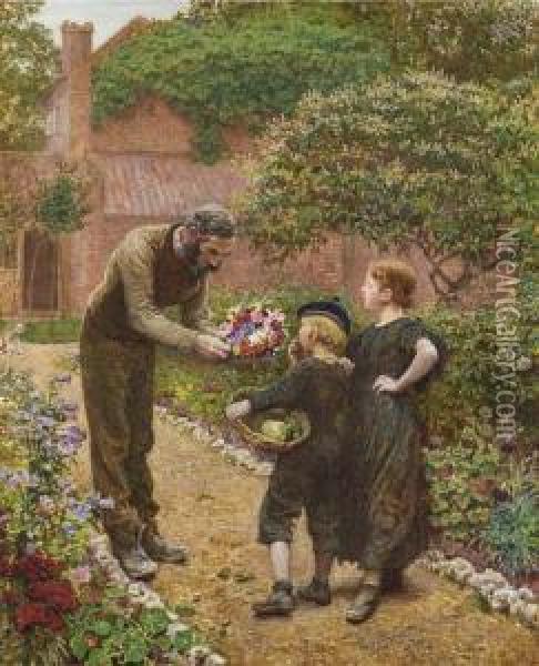 The Bouquet Oil Painting - Frederick Walker