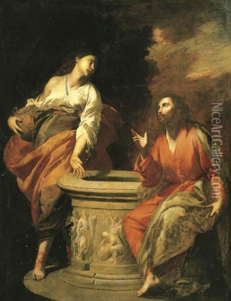 Christ And The Woman Of Samaria At The Well Oil Painting - Antonio De Bellis