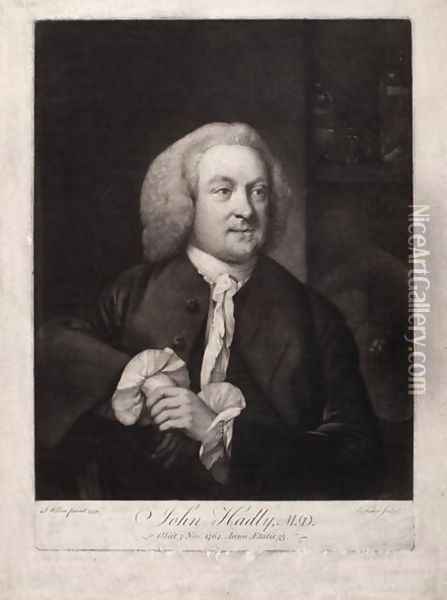 John Hadley, illustration from A Collection of Portraits of Medical Men, compiled by Sir John William Thomson-Walker Oil Painting - Benjamin Wilson