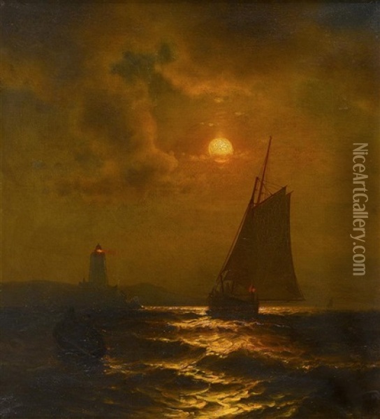 Ship At Dusk Oil Painting - Mauritz Frederick Hendrick de Haas