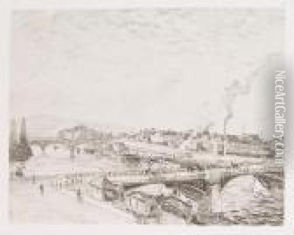 Ponts A Rouen Oil Painting - Camille Pissarro