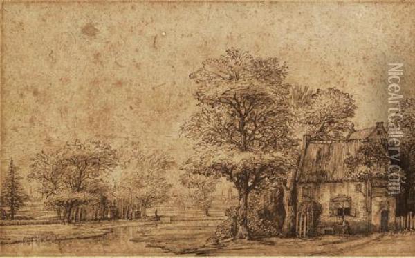 A Wooded Landscape With A Cottage Oil Painting - Pieter De With