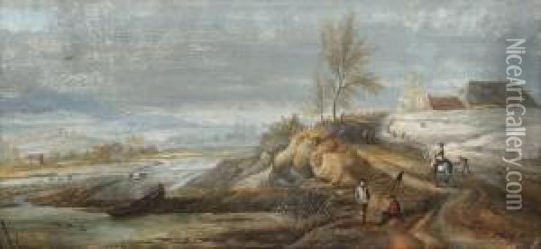 Landskap Med Djur Och Figurstaffage Oil Painting - Johanne Westengard Fosie