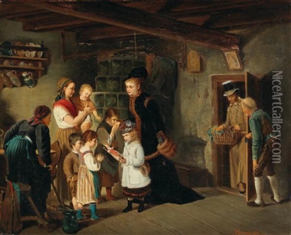 Gifts From St Nicholas Oil Painting - Johann Hamza