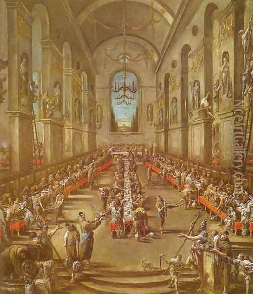 Observant Friars in the Refectory (Refettorio dei frati osservanti) Oil Painting - Alessandro Magnasco