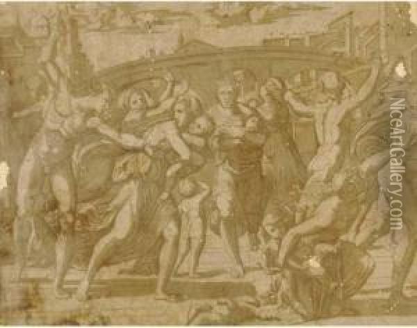 The Massacre Of The Innocents Oil Painting - Ugo Da Carpi