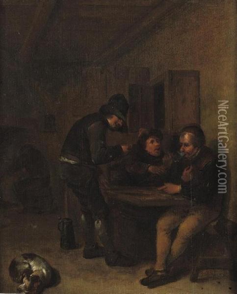 Boors Making Merry In An Interior Oil Painting - Egbert Jaspersz. van, the Elder Heemskerck