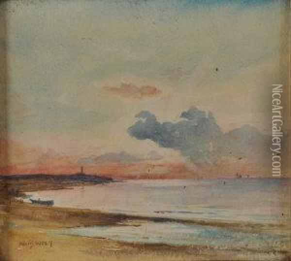 The Lighthouse At Lossiemouth Oil Painting - David West