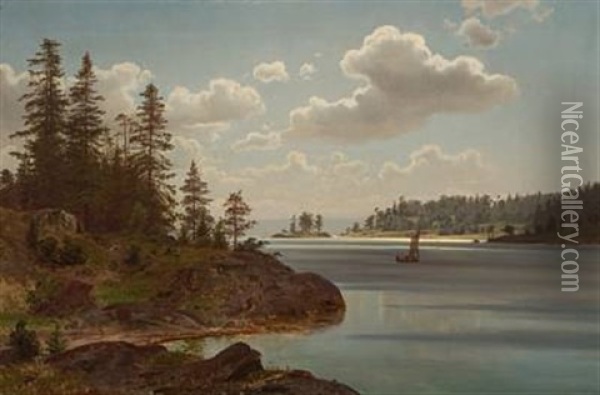 En Aften Pa Fjorden Oil Painting - Johan Fredrik Eckersberg