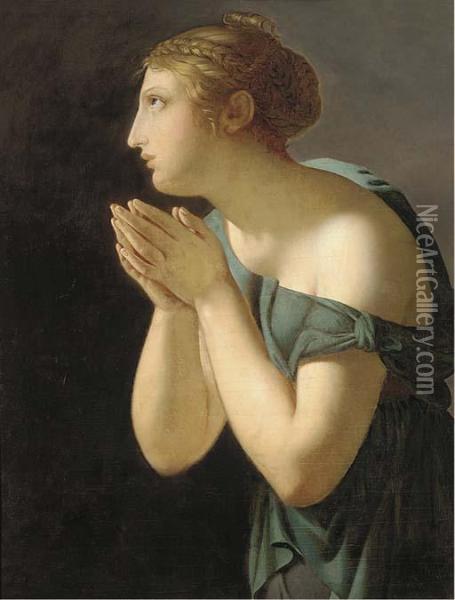 A Vestal Virgin Oil Painting - Jean-Baptiste Regnault
