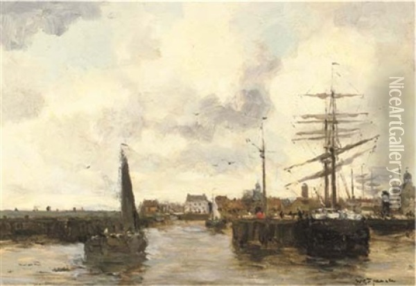 The Harlingen Harbour Entrance Oil Painting - Willem George Frederik Jansen