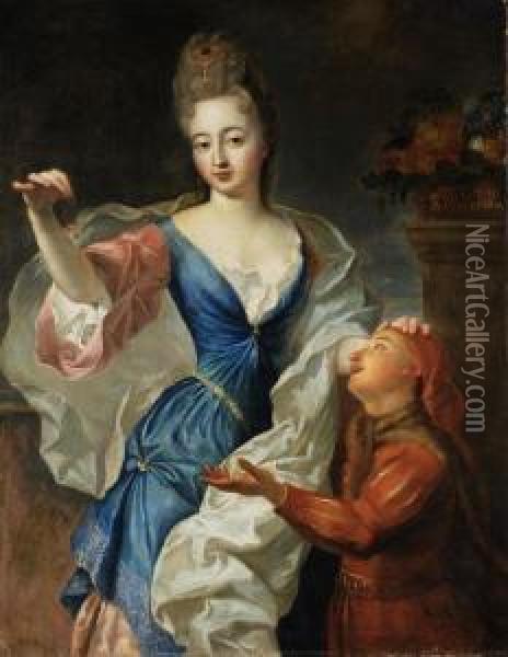 Ritratto Di Madama Con Paggio Oil Painting - Francois de Troy