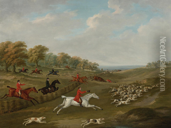 The Duke Of Beaufort's Hunt In Full Cry Oil Painting - John Nost Sartorius