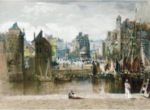On The River At Le Havre Oil Painting - John Gendall