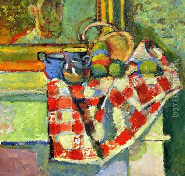 Still Life, Checked Tablecloth Oil Painting - Henri Matisse