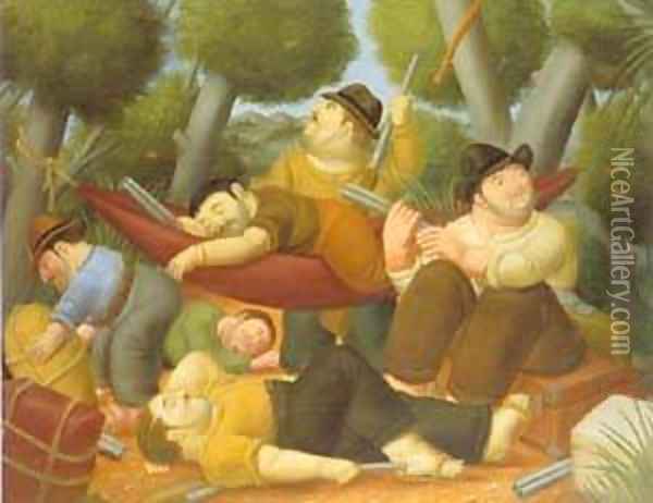 Guerillas 1988 Oil Painting - Fernando Botero