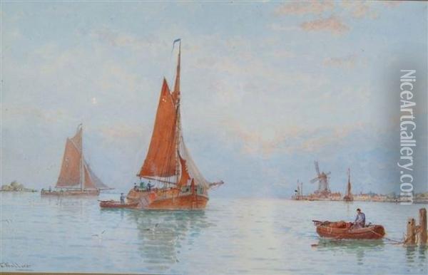 River Maas - Holland Oil Painting - George Stanfield Walters