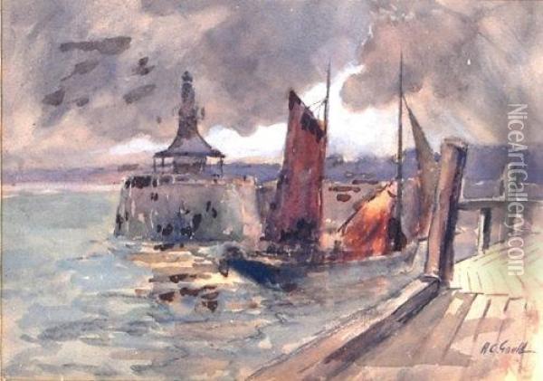 Entering Harbour Oil Painting - Alexander Carruthers Gould
