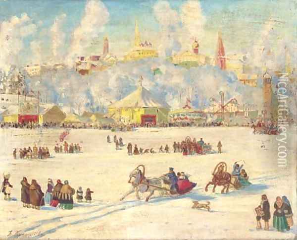 Winter fair Oil Painting - Boris Kustodiev