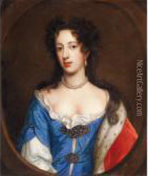 Portrait Of Mary Of Modena, Wife Of James Ii Oil Painting - William Wissing or Wissmig