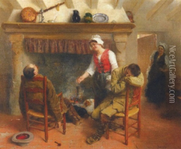 Scene De Taverne Oil Painting - Alphonse Gaudefroy