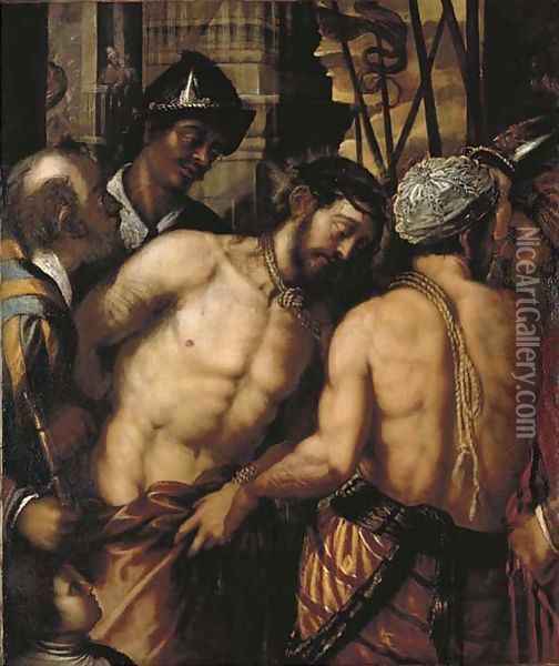 Christ at the Column Oil Painting - Venetian School
