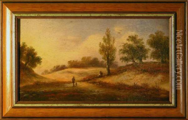 Romanticka Krajina S Postavou Oil Painting - Ernst August Becker