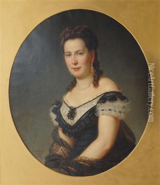 Portrait Of An Elegant Lady Oil Painting - Friedrich August Schlegel