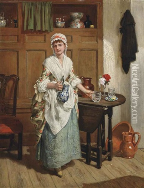 The Maid At The Inn Oil Painting - Charles Wynne Nicholls