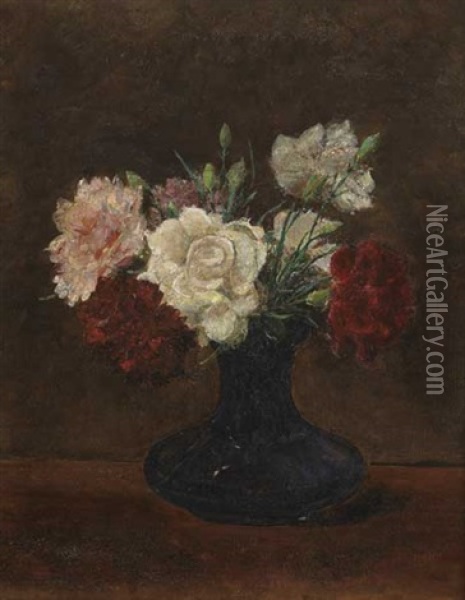 Carnations Oil Painting - Hans (Jean) Iten