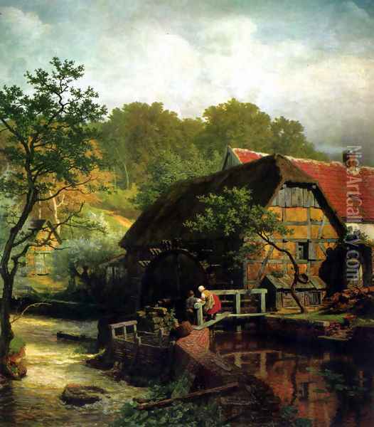 Westphalian watermill Oil Painting - Andreas Achenbach